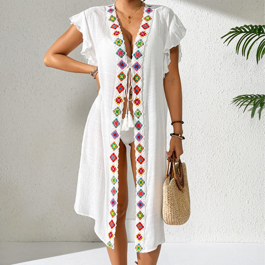 Womens Boho Crochet Beach Cover Up Dress Swimwear