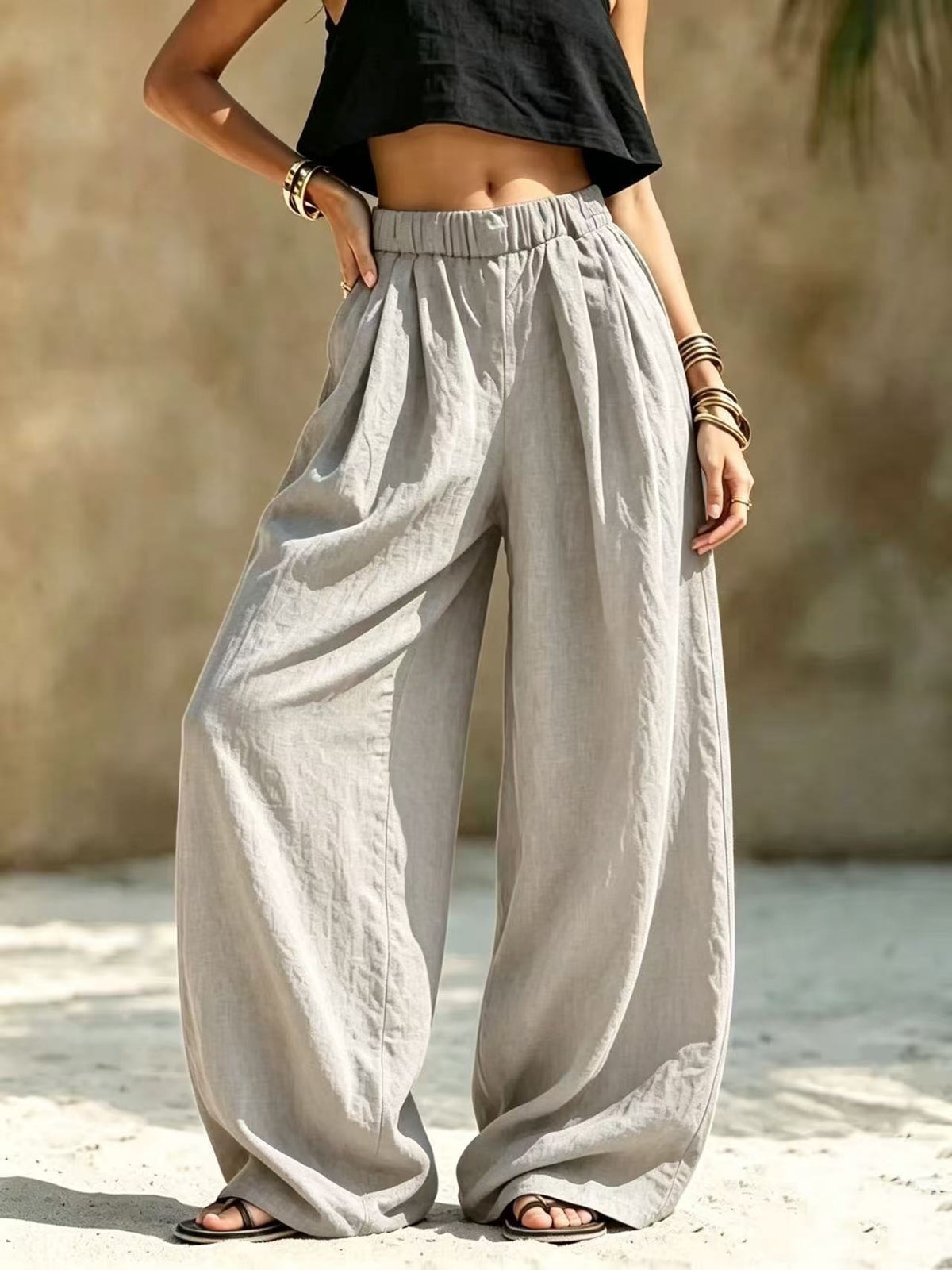 Women's High Waisted Wide Leg Casual Pants with Pockets