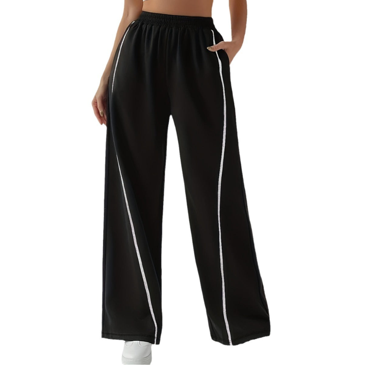 Puls Size Sports Pants Loose and Slim Straight Wide Leg Flared Casual Cuff Fitness Sweatpants