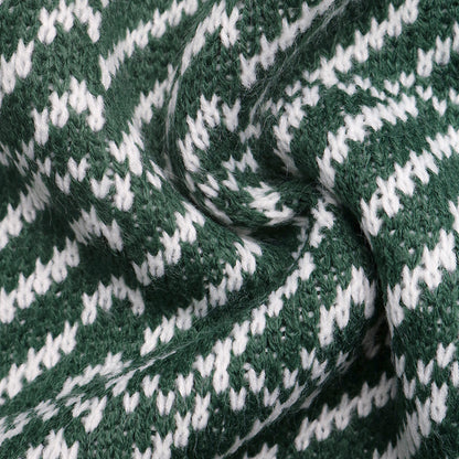 Contrast Polo Collar Abstract Knit Pullover Sweater