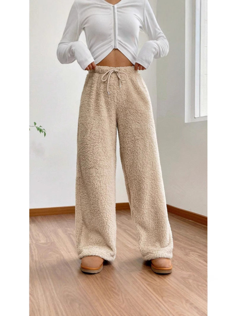 Women's Sherpa Fleece Wide Leg Cozy Winter Lounge Pants