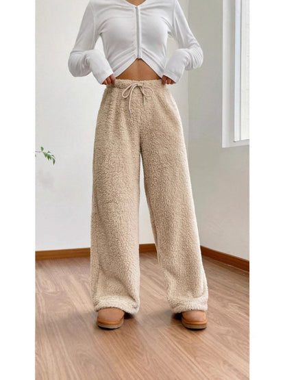 Women's Sherpa Fleece Wide Leg Cozy Winter Lounge Pants