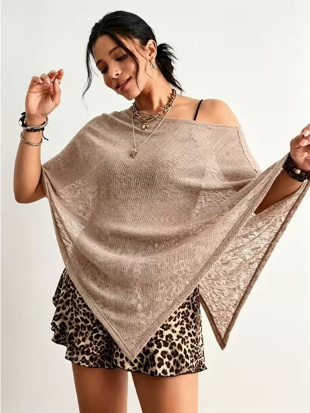 Women's Lightweight Boho Knit Shawl Wrap Summer Poncho