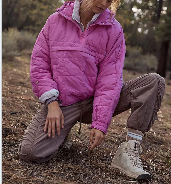 Women Oversized Hooded Quilted Pullover Puffer Jacket