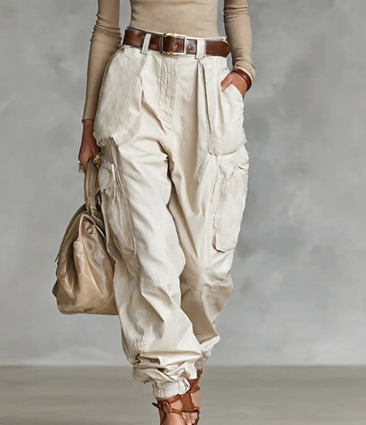 Women's Baggy Cargo Pants High Waisted Wide Leg Pockets