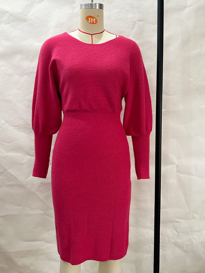 Ribbed Long Sleeve Sweater Dress Bodycon Midi