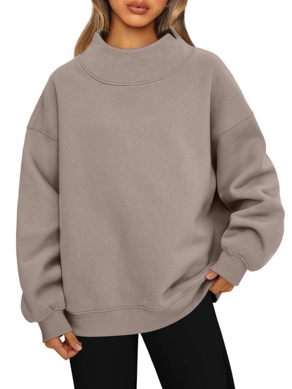 Women's Mock Neck Oversized Pullover Sweatshirt