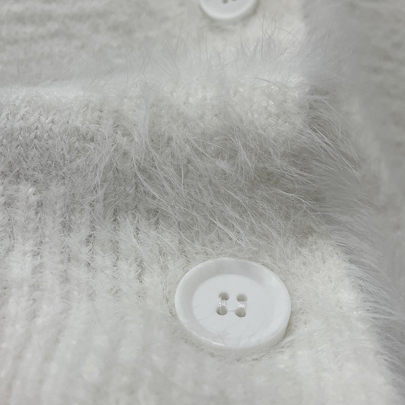 Pink Faux Mink Knit Oversized Cardigan Soft Fluffy Sweater