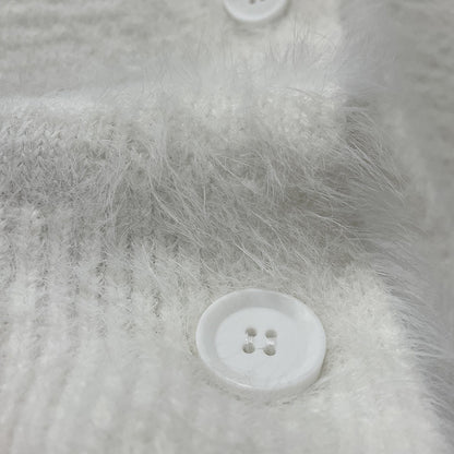 Pink Faux Mink Knit Oversized Cardigan Soft Fluffy Sweater