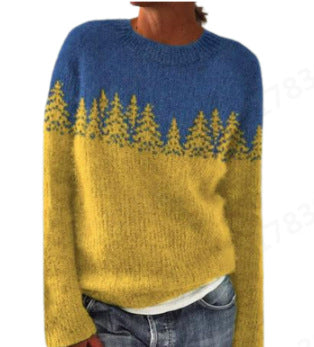 Women's Fair Isle Crewneck Knit Sweater Pullover