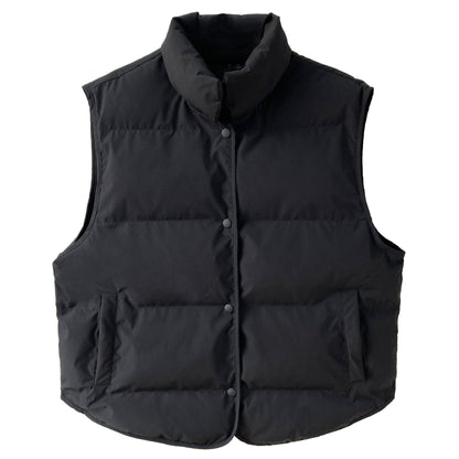 Women's Oversized Cropped Puffer Vest Stand Collar