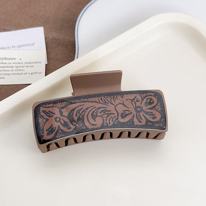Western Poker Hair Claw Clip Cow Print Faux Leather