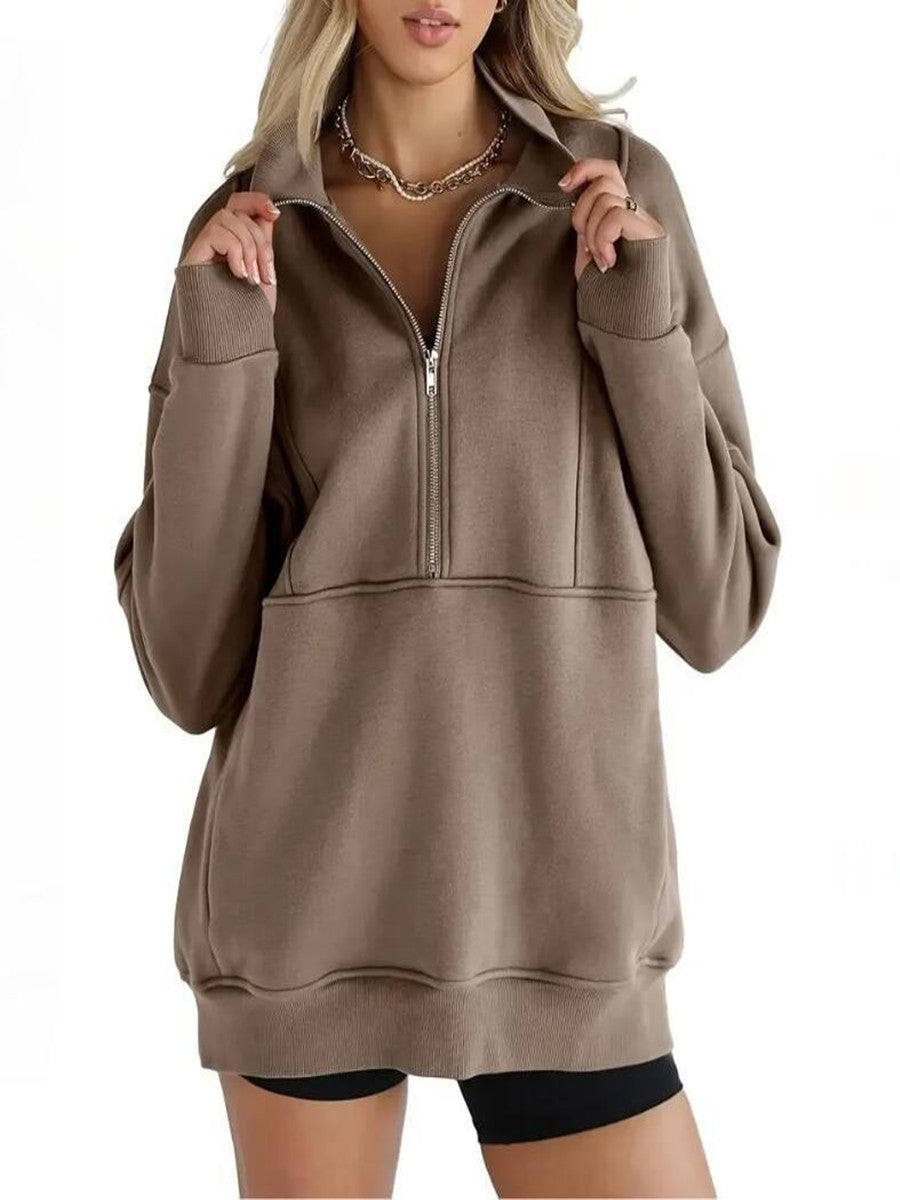Women Oversized Fleece Half Zip Pullover Sweatshirt