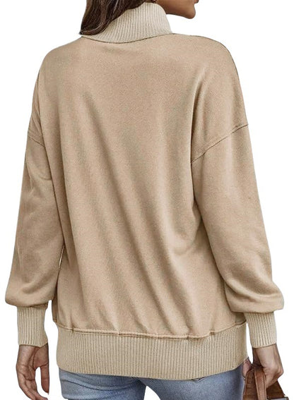Women's Oversized Button Sweatshirt with Pocket