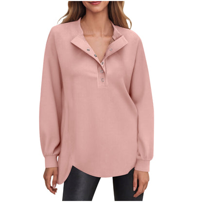 Women's Oversized Button Sweatshirt Long Sleeve Pullover