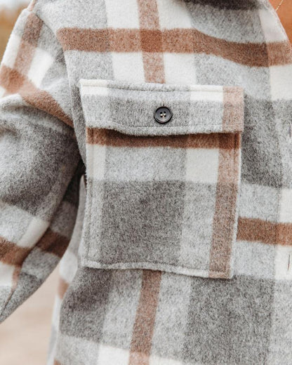 Women’s Plaid Flannel Shacket Oversized Button Jacket