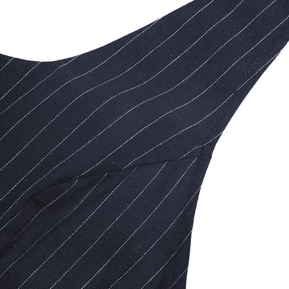 Striped Halter Backless Wide Leg Jumpsuit Office Chic