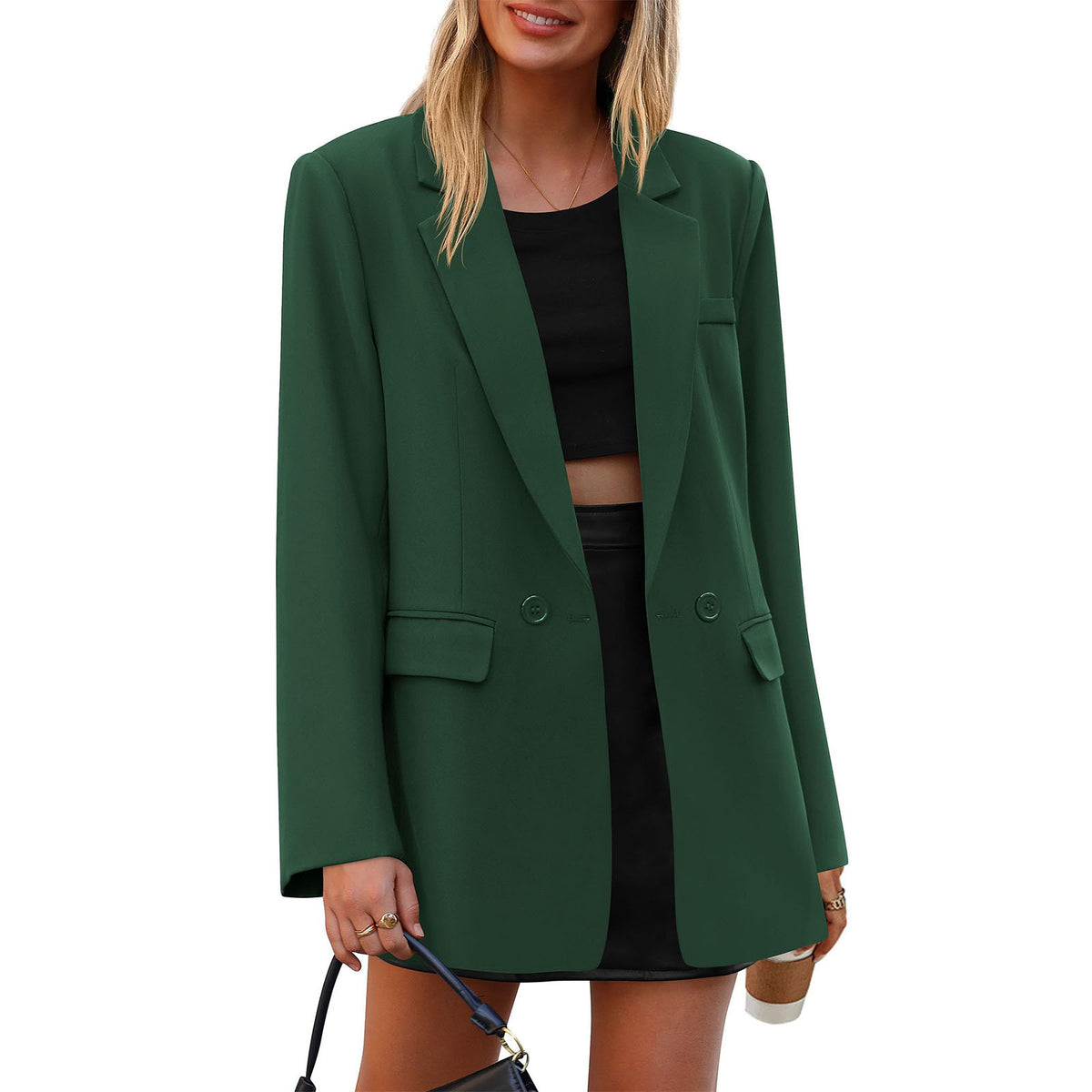 Womens Casual Blazer Lapel Long Sleeve Office Pocket Jacket