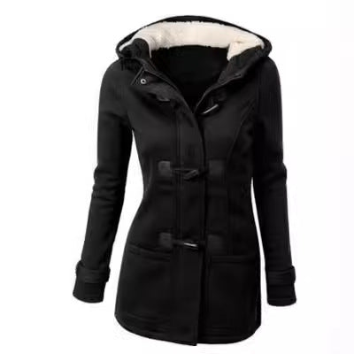 Women's Plus Size Hooded Toggle Coat Fleece Lined Jacket