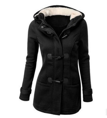 Women's Plus Size Hooded Toggle Coat Fleece Lined Jacket
