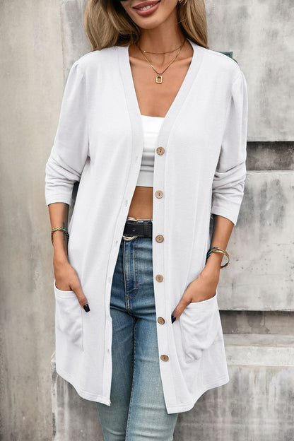 Women's V-Neck Button Down Cardigan with Pockets