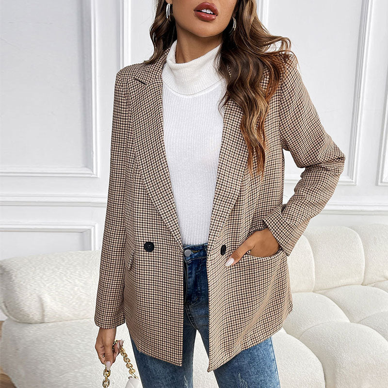 Women's Vintage Houndstooth Blazer Jacket