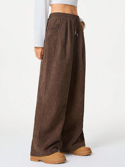 Women's High Waist Wide Leg Drawstring Casual Lounge Pants