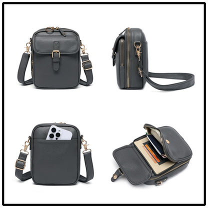 Vintage PU Crossbody Messenger Bag with Front Pocket