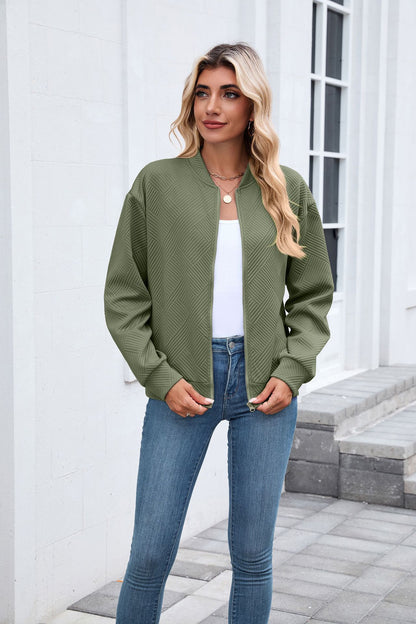 Women's Casual Zip Up Sweatshirt Jacket Long Sleeve Quilted