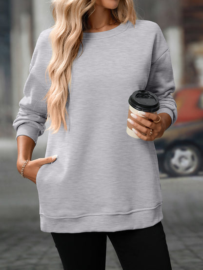 Trendy Y2K Fleece Pullover Sweatshirt – Fall/Winter Casual Top