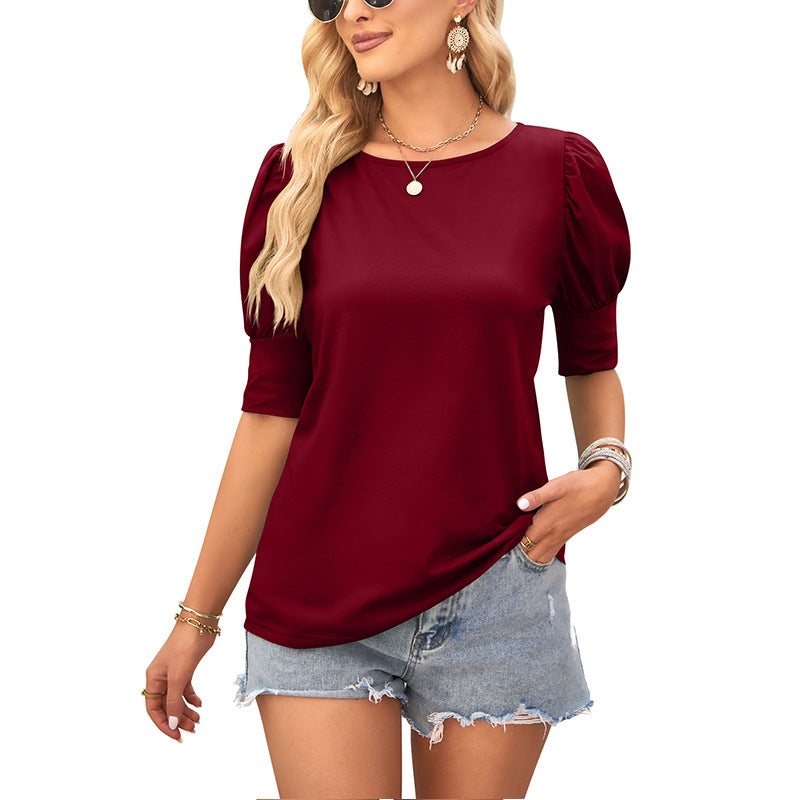Loose Fit Solid Color Button-Down Short Sleeve T-Shirt