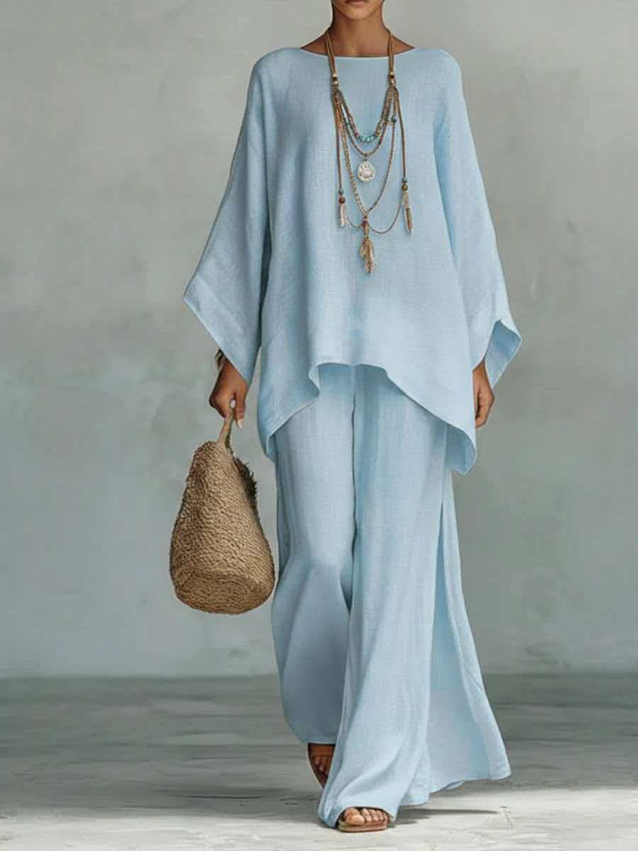 Women's Linen Wide Leg Pants Matching Set