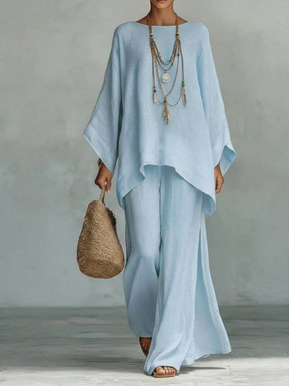 Women's Linen Wide Leg Pants Matching Set