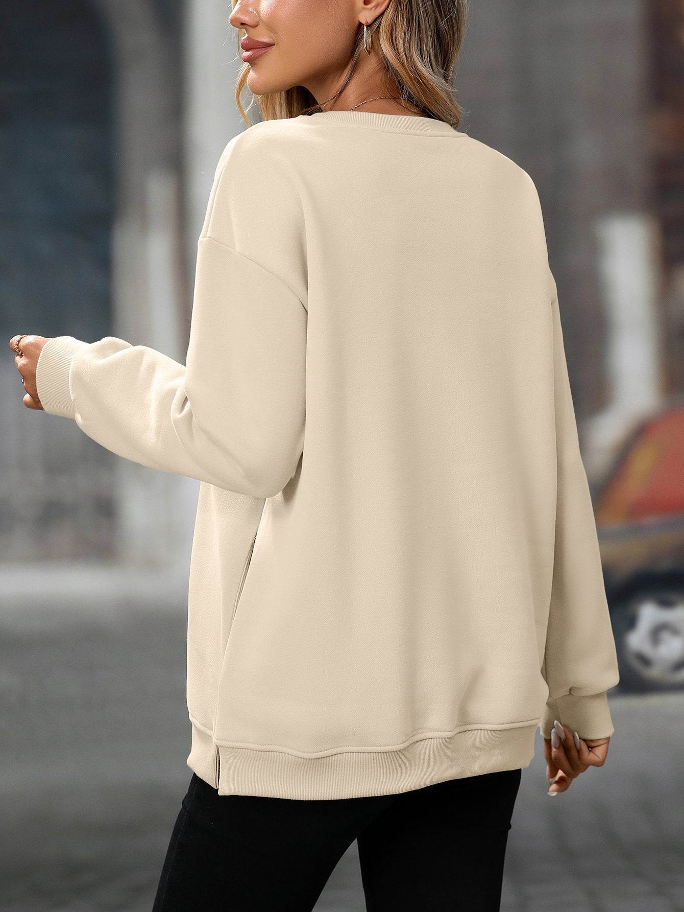 Trendy Y2K Fleece Pullover Sweatshirt – Fall/Winter Casual Top