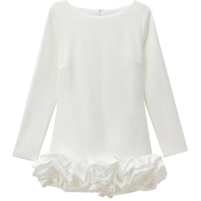 Balletcore Long Sleeve Ruffle Hem Mini Dress