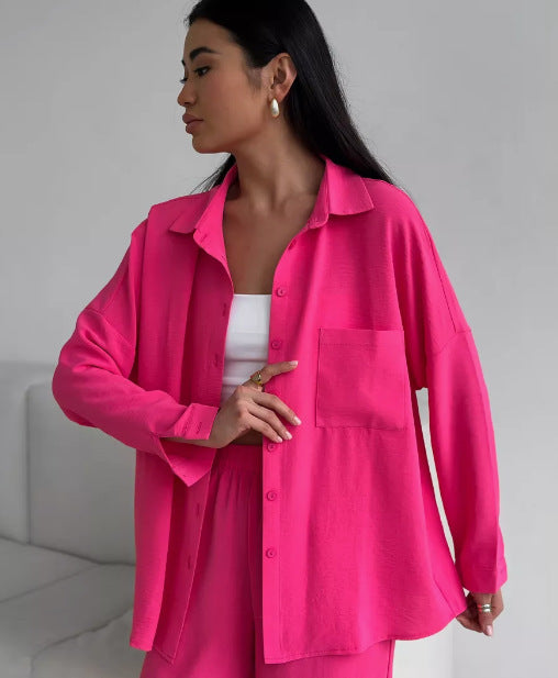 Women's Cardigan Wide Leg Pants Two Piece Lounge Set