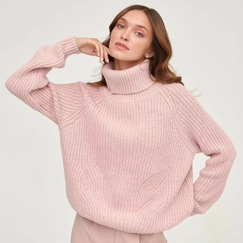 Women's Oversized Chunky Knit Turtleneck Sweater Pullover