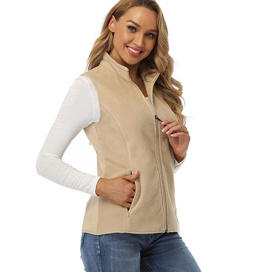 Women's Fleece Vest Zip Up Lightweight with Pockets