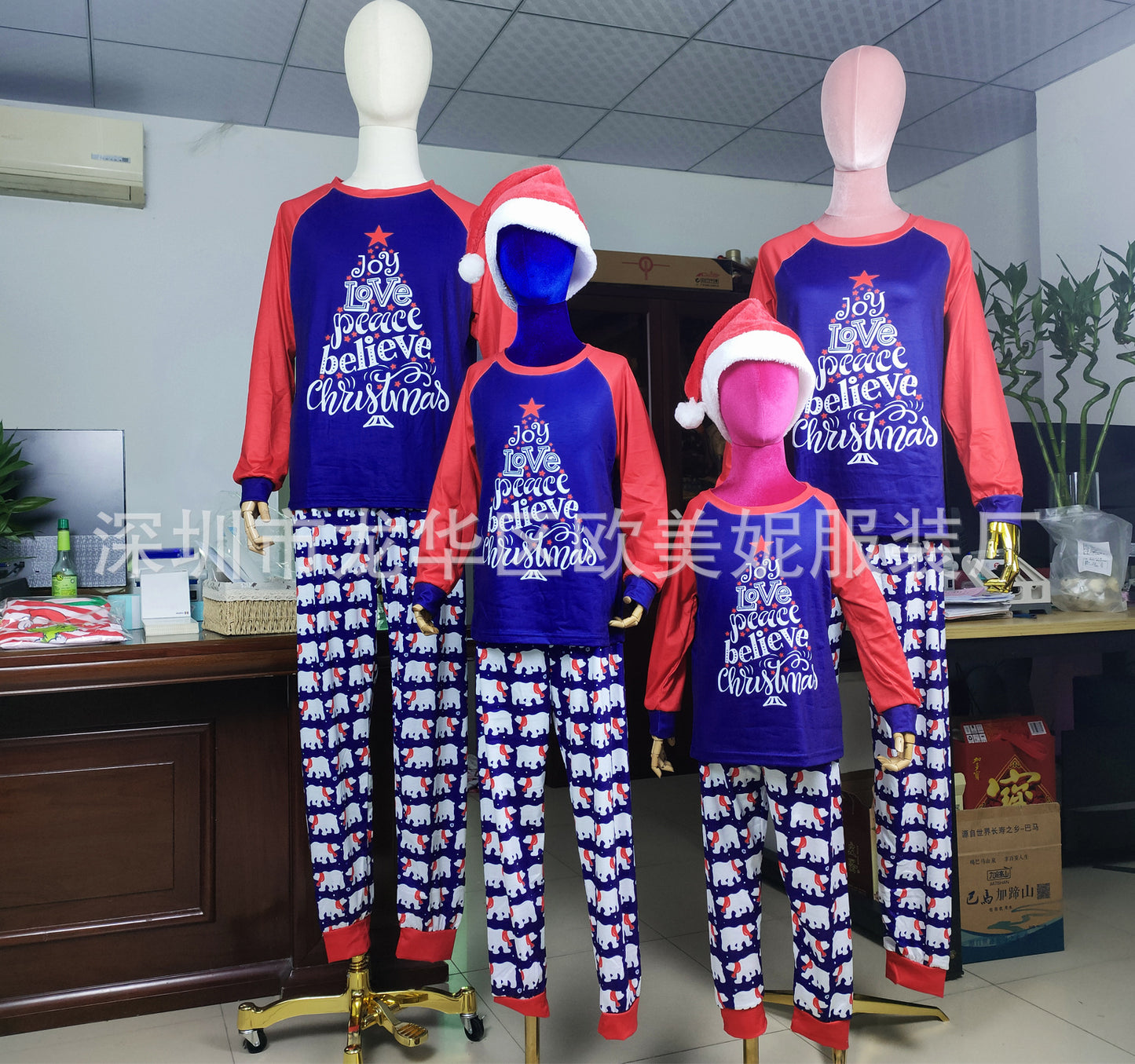 Parent-child Set Printed Loungewear Christmas Pajamas Two-piece Set