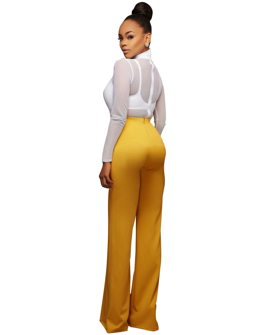 Women's High Waist Double Button Flare Pants