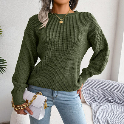 2025 Fall/Winter Casual Lantern Sleeve Knit Sweater