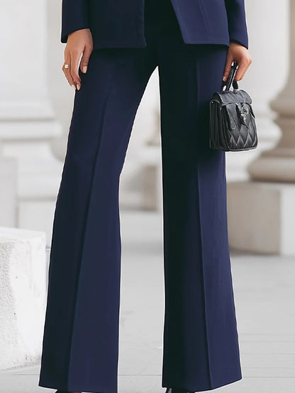 Women's 2 Piece Blazer Wide Leg Pants Suit Set