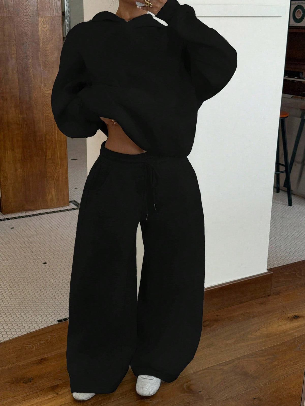 Women's Oversized Fleece Hoodie & Wide Leg Sweatpants Set