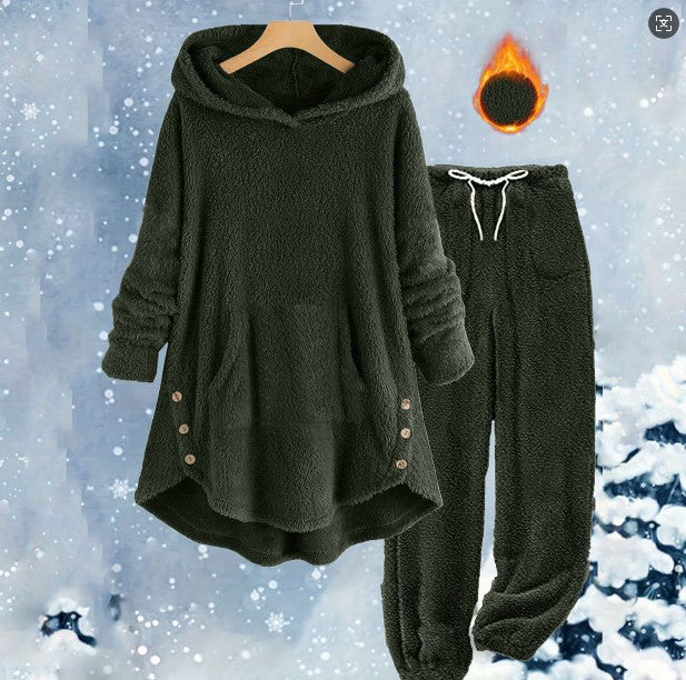 Women's Sherpa Fleece Hoodie Jogger Lounge Set