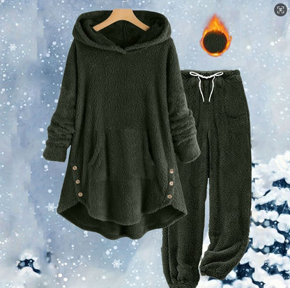Women's Sherpa Fleece Hoodie Jogger Lounge Set