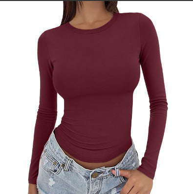 Women's Fitted Long Sleeve Crew Neck Soft Basic Tee