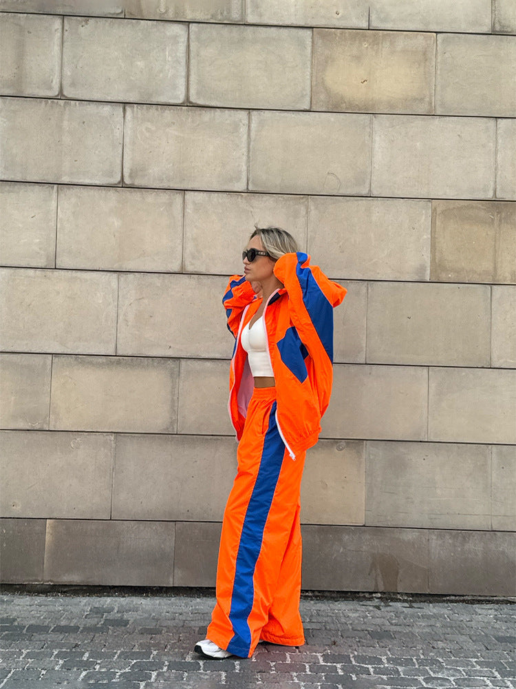 Women's Color Block Oversized Tracksuit Pants Set