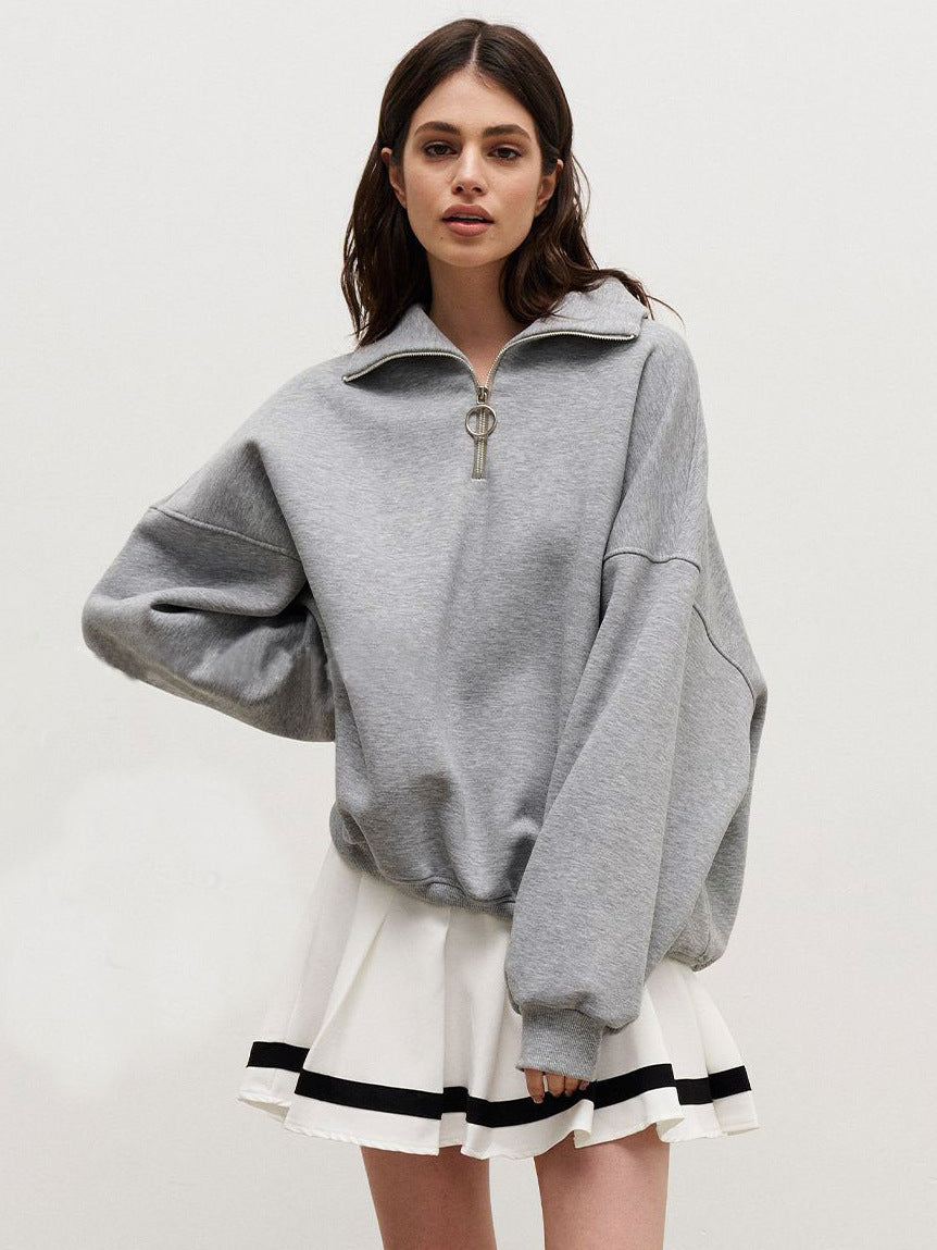 Oversized Quarter Zip Sweatshirt Women Casual Loose Fit