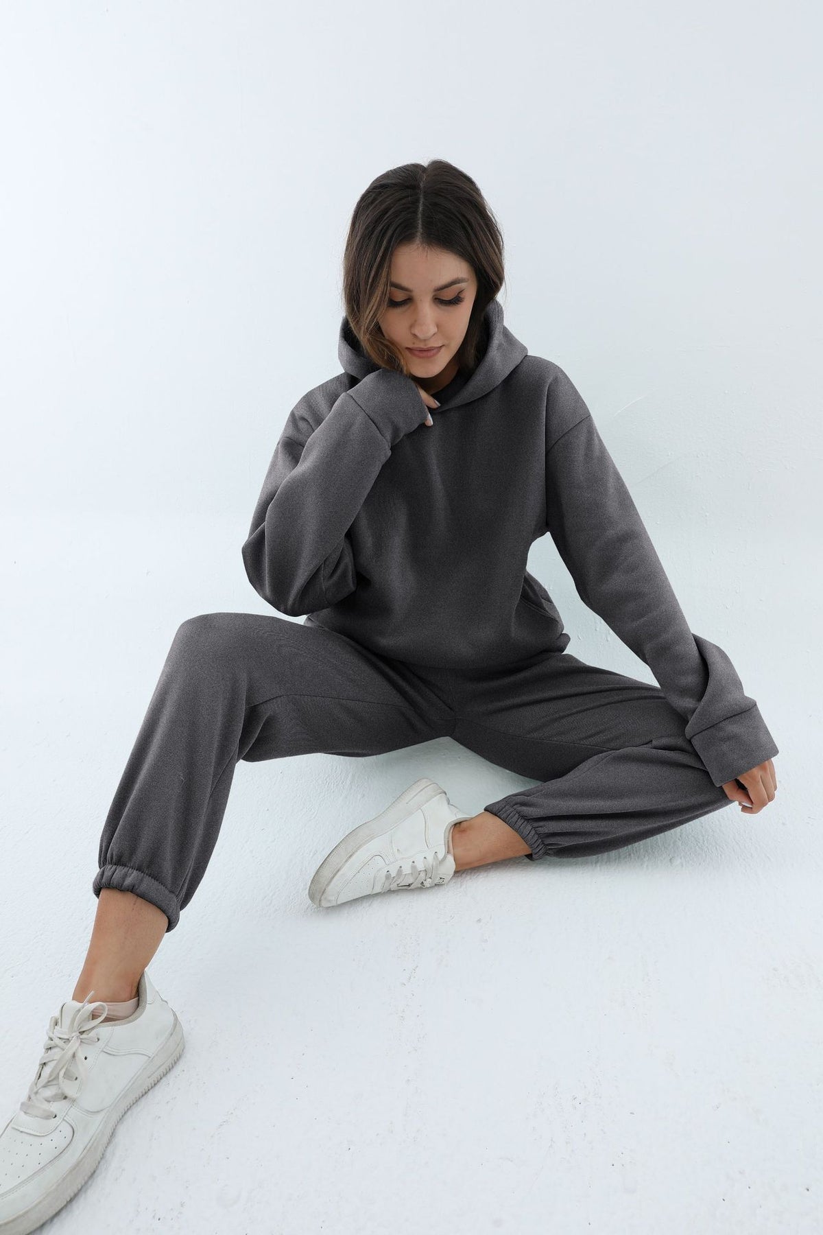 Fleece Hoodie Sweatpants Set Women 2 Piece Lounge