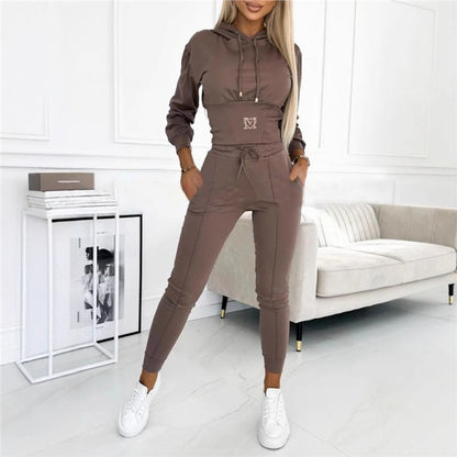 Women's Cinch Waist Hoodie Jogger 2pc Lounge Set
